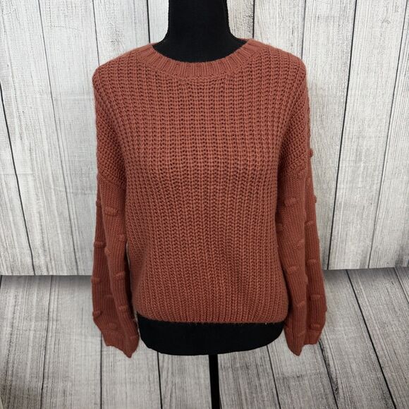 Moon & Madison Women's Small Orange Cropped Chunky Knit Oversized Sweater - Picture 1 of 6